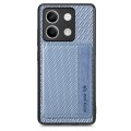 For Redmi Note 13 5G Carbon Fiber Magnetic Card Bag Phone Case(Blue)