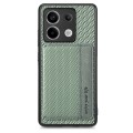 For Redmi Note 13 Pro 5G Carbon Fiber Magnetic Card Bag Phone Case(Green)