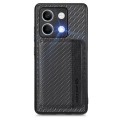 for Redmi Note 13 4G Carbon Fiber Magnetic Card Bag Phone Case(Black)