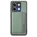 for Redmi Note 13 4G Carbon Fiber Magnetic Card Bag Phone Case(Green)