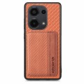 For Redmi Note 13 Pro 4G Carbon Fiber Magnetic Card Bag Phone Case(Brown)