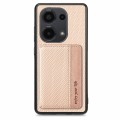 For Redmi Note 13 Pro 4G Carbon Fiber Magnetic Card Bag Phone Case(Khaki)