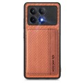 For Xiaomi Poco X6 Pro Carbon Fiber Magnetic Card Bag Phone Case(Brown)