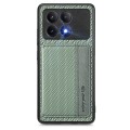 For Xiaomi Poco X6 Pro Carbon Fiber Magnetic Card Bag Phone Case(Green)