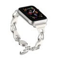For Apple Watch 42mm Hollow Leather Chain Magnetic Buckle Watch Band(White)