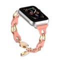 For Apple Watch 42mm Hollow Leather Chain Magnetic Buckle Watch Band(Red)
