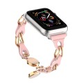 For Apple Watch 2 42mm Hollow Leather Chain Magnetic Buckle Watch Band(Pink)