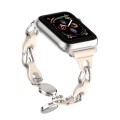 For Apple Watch 4 44mm Hollow Leather Chain Magnetic Buckle Watch Band(Starlight Color)