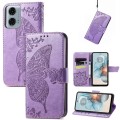 For Motorola Moto G24 Power Butterfly Love Flower Embossed Leather Phone Case(ligth Purple)