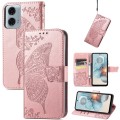 For Motorola Moto G24 Power Butterfly Love Flower Embossed Leather Phone Case(Rose Pink)