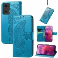 For Motorola Moto G24 Butterfly Love Flower Embossed Leather Phone Case(Blue)