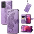 For Motorola Moto G24 Butterfly Love Flower Embossed Leather Phone Case(ligth Purple)