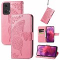 For Motorola Moto G24 Butterfly Love Flower Embossed Leather Phone Case(Pink)