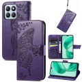 For Honor X8b Butterfly Love Flower Embossed Leather Phone Case(Dark Purple)