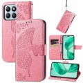 For Honor X8b Butterfly Love Flower Embossed Leather Phone Case(Pink)