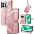 For Honor X8b Butterfly Love Flower Embossed Leather Phone Case(Rose Gold)