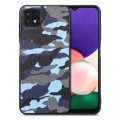 For Samsung Galaxy A22 5G Camouflage Leather Back Cover Phone Case(Blue)