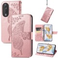 For Honor X6A Butterfly Love Flower Embossed Leather Phone Case(Rose Gold)