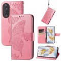 For Honor X9b Butterfly Love Flower Embossed Leather Phone Case(Pink)