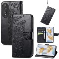For Honor X9b Butterfly Love Flower Embossed Leather Phone Case(Black)