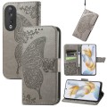 For Honor X9b Butterfly Love Flower Embossed Leather Phone Case(Gray)