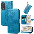 For Honor X50i+ Butterfly Love Flower Embossed Leather Phone Case(Blue)