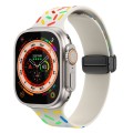 For Apple Watch Ultra 49mm Rainbow Dots Silicone Magnetic Black Buckle Watch Band(Starlight Color)