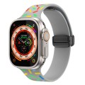 For Apple Watch Ultra 49mm Rainbow Dots Silicone Magnetic Black Buckle Watch Band(Gray)