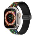 For Apple Watch 8 41mm Rainbow Dots Silicone Magnetic Black Buckle Watch Band(Black)
