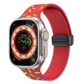 For Apple Watch 8 41mm Rainbow Dots Silicone Magnetic Black Buckle Watch Band(Red)