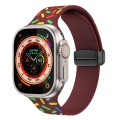 For Apple Watch SE 2022 44mm Rainbow Dots Silicone Magnetic Black Buckle Watch Band(Wine)