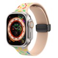 For Apple Watch 3 38mm Rainbow Dots Silicone Magnetic Black Buckle Watch Band(Pink)