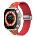For Apple Watch 8 41mm Rainbow Dots Silicone Magnetic Buckle Watch Band(Red)