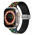 For Apple Watch 8 45mm Rainbow Dots Silicone Magnetic Buckle Watch Band(Black)