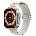 For Apple Watch 8 45mm Rainbow Dots Silicone Magnetic Buckle Watch Band(Starlight Color)