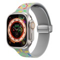 For Apple Watch SE 2022 44mm Rainbow Dots Silicone Magnetic Buckle Watch Band(Gray)