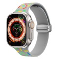 For Apple Watch 7 45mm Rainbow Dots Silicone Magnetic Buckle Watch Band(Gray)