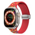 For Apple Watch 5 44mm Rainbow Dots Silicone Magnetic Buckle Watch Band(Red)