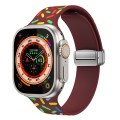 For Apple Watch 3 38mm Rainbow Dots Silicone Magnetic Buckle Watch Band(Wine)