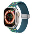 For Apple Watch 38mm Rainbow Dots Silicone Magnetic Buckle Watch Band(Blue)