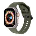 For Apple Watch 42mm Ripple Silicone Sports Watch Band(Dark Green)