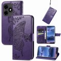 For Tecno Itel S23+ Butterfly Love Flower Embossed Leather Phone Case(Dark Purple)