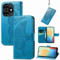 For Tecno Spark Go 2024 Butterfly Love Flower Embossed Leather Phone Case(Blue)