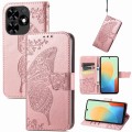 For Tecno Spark Go 2024 Butterfly Love Flower Embossed Leather Phone Case(Rose Gold)