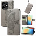 For Tecno Spark Go 2024 Butterfly Love Flower Embossed Leather Phone Case(Gray)