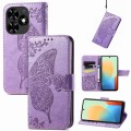 For Tecno Spark Go 2024 Butterfly Love Flower Embossed Leather Phone Case(Light Purple)