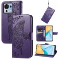 For ZTE Blade V50 Vita Butterfly Love Flower Embossed Leather Phone Case(Dark Purple)