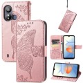 For ZTE Blade L220 Butterfly Love Flower Embossed Leather Phone Case(Rose Gold)
