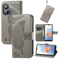 For ZTE Blade L220 Butterfly Love Flower Embossed Leather Phone Case(Gray)