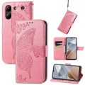 For ZTE  Blade A54 Butterfly Love Flower Embossed Leather Phone Case(Pink)